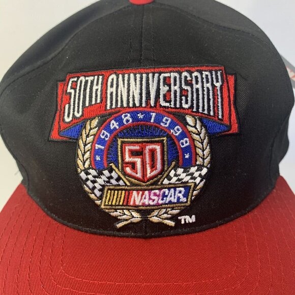 New NASCAR 50th Anniversary Racing Ball Cap 1948-1998 Checkered Flag Sports - Picture 2 of 8